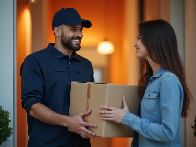 Syracuse customer receiving package from a professional U First Trucking driver