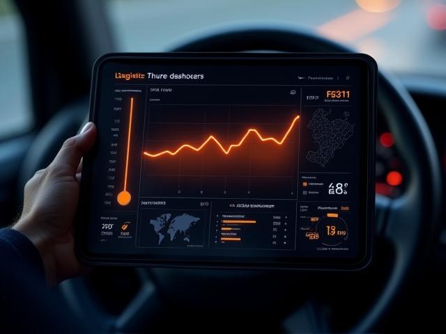 Logistics dashboard showing live temperature graph and GPS tracking