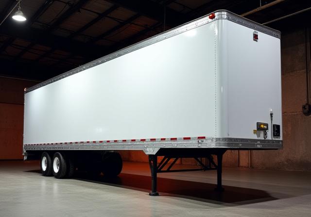 Clean, modern 53 foot dry van trailer with U First branding
